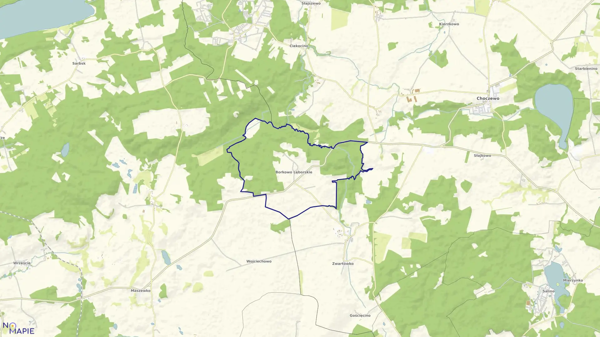 Mapa obrębu Borkowo w gminie Choczewo