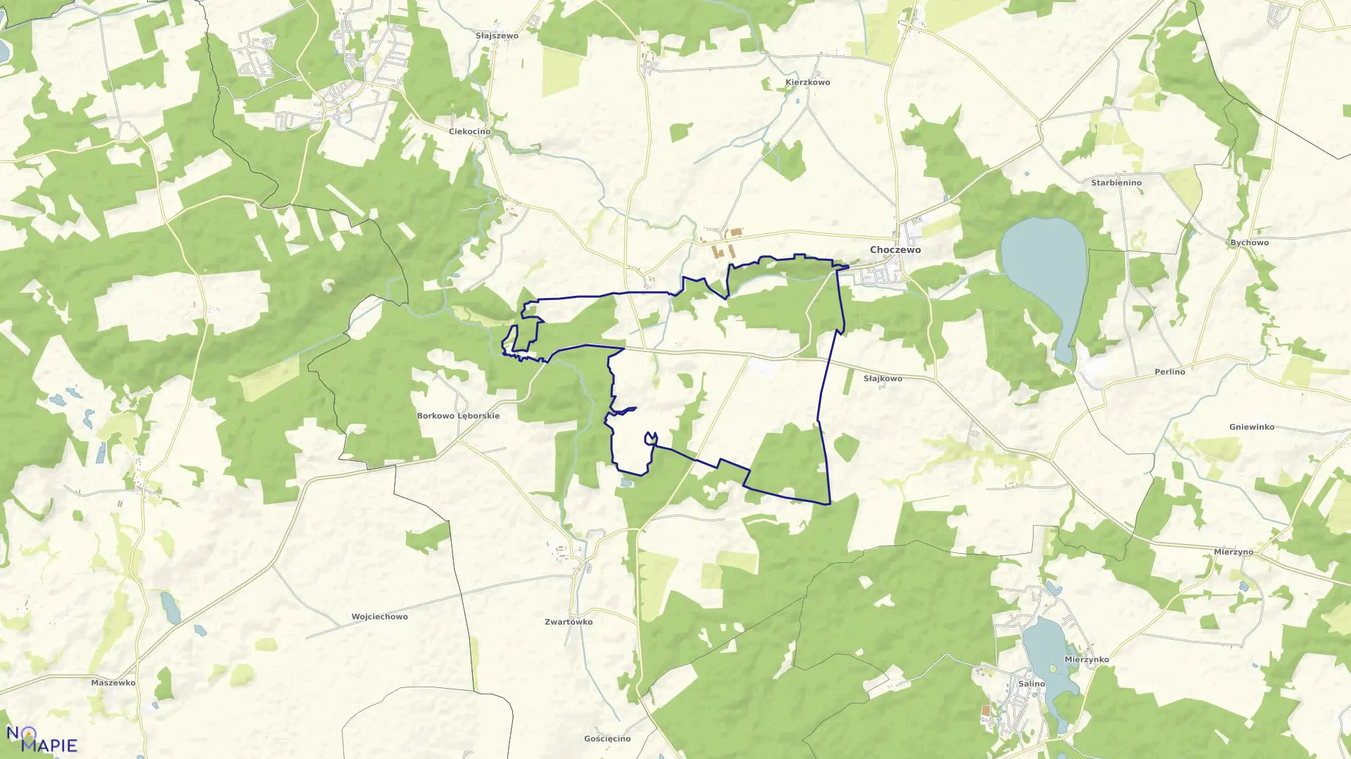 Mapa obrębu Żelazno w gminie Choczewo